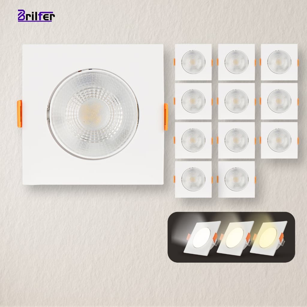 Kit 12 Spot LED Quadrado 7W Embutir Branco Bivolt 3000K/4000K/6500K Painel Plafon Ultrafino