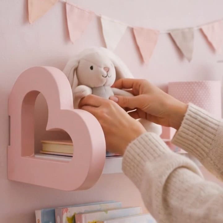 1 Prateleira coração colorida quarto decoração infantil 45cm