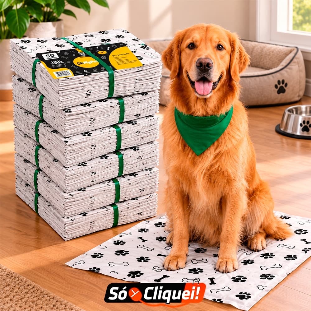 Kit 250 a 500 Tapetes Higiênico Para Cachorro Tapete OhMyPet Jornal Pet Multiuso Sanitário Alta Absorção 56x63cm
