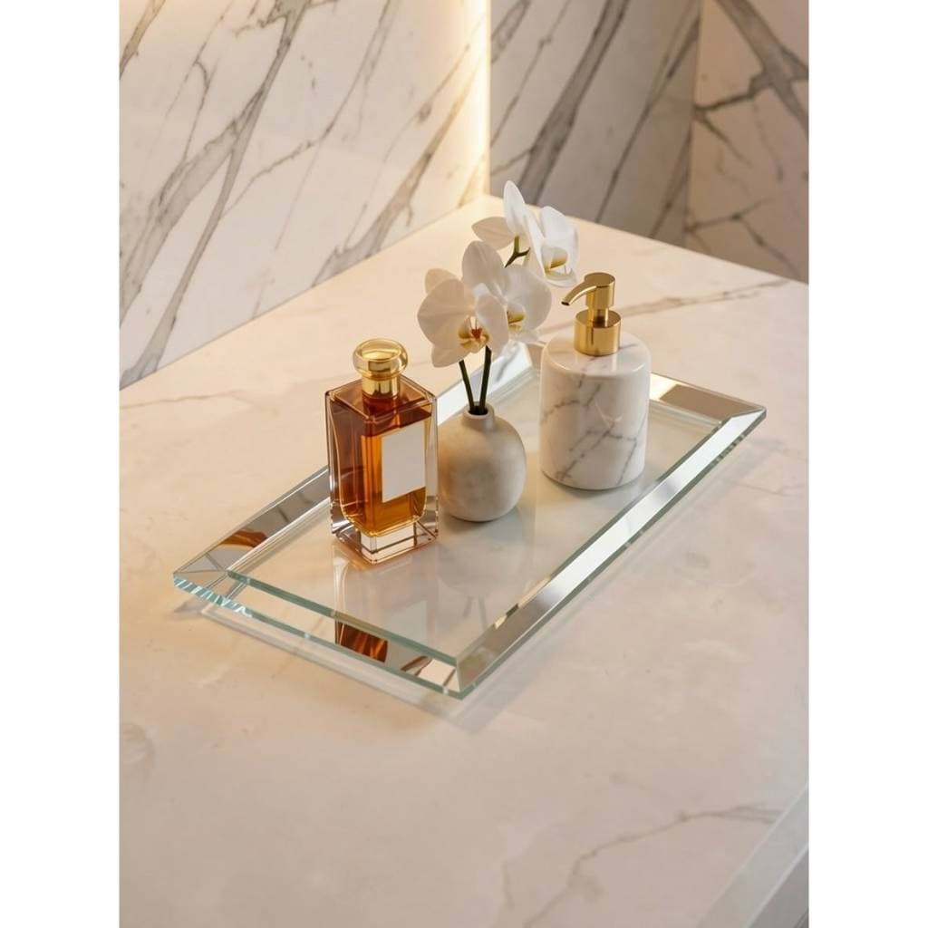 Bandeja Organizadora Aparador Acrílico Cristal Decorativa Retangular Porta Objetos Para Banheiros Penteadeiras Velas