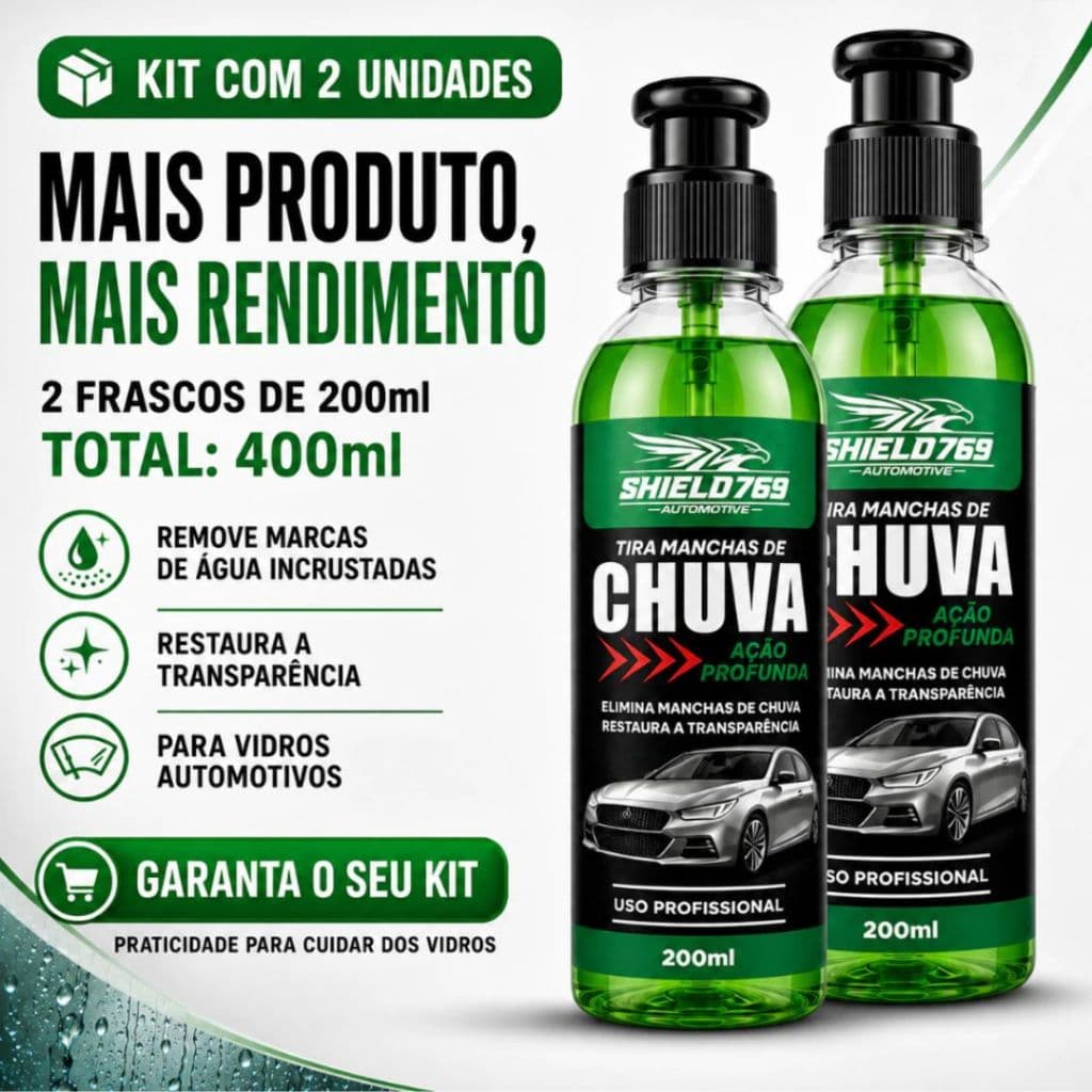 2 Remove Chuva Limpa de Vidro Automotivo Tira Manchas - Restaura a Visibilidade dos Para-Brisas