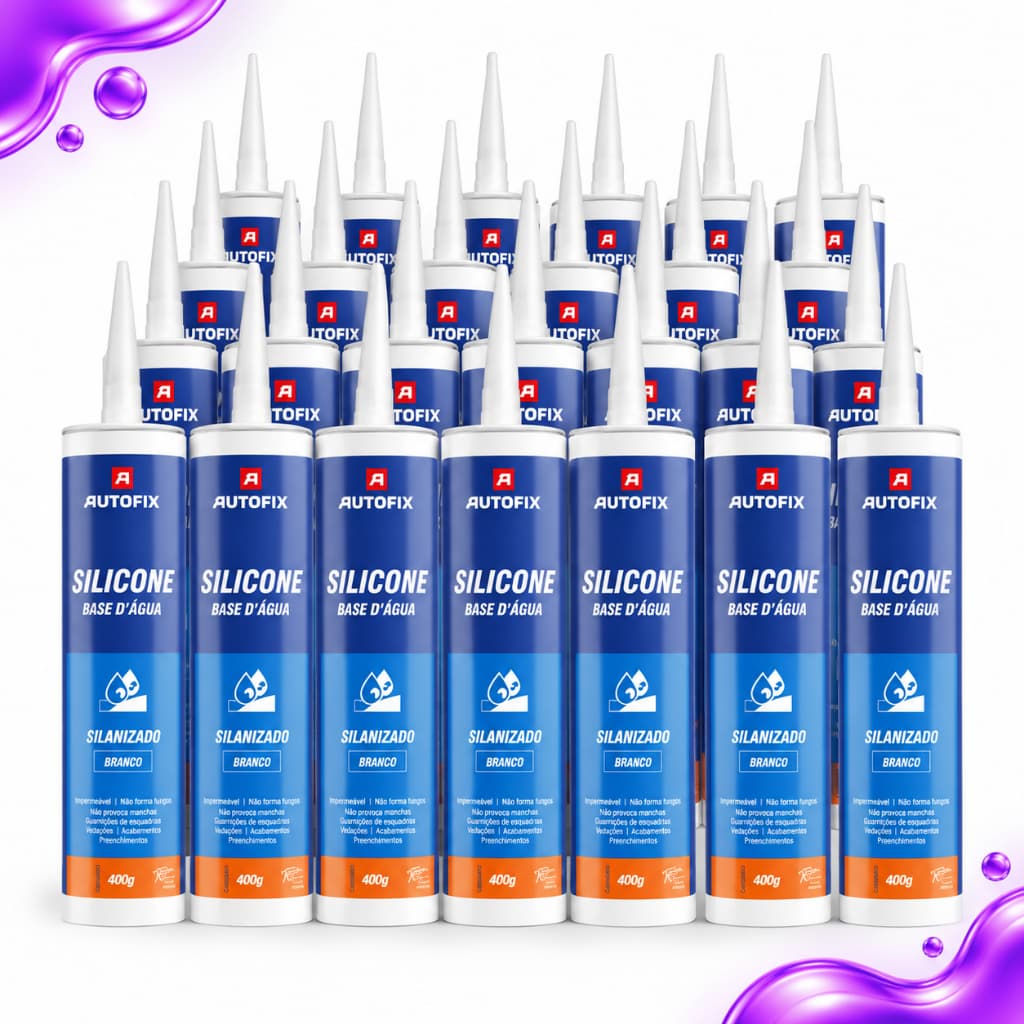 24 Unidades Silicone Acrílico Base D'Água Autofix 400g Branco Esquadrias Alumínio Portas Janelas