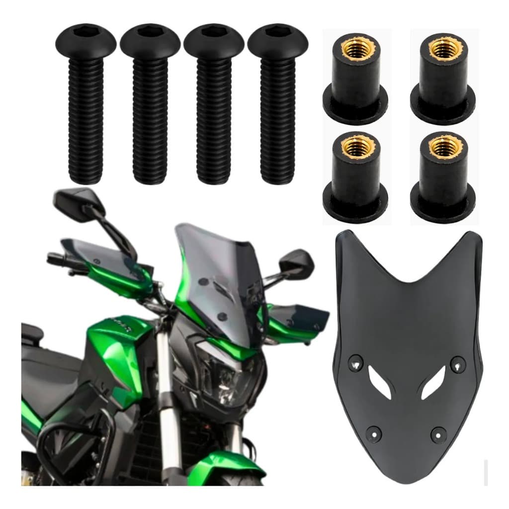 Parafusos Buchas Bolha Moto Dominar 400 250 Bajaj Compatível Parabrisa Inox