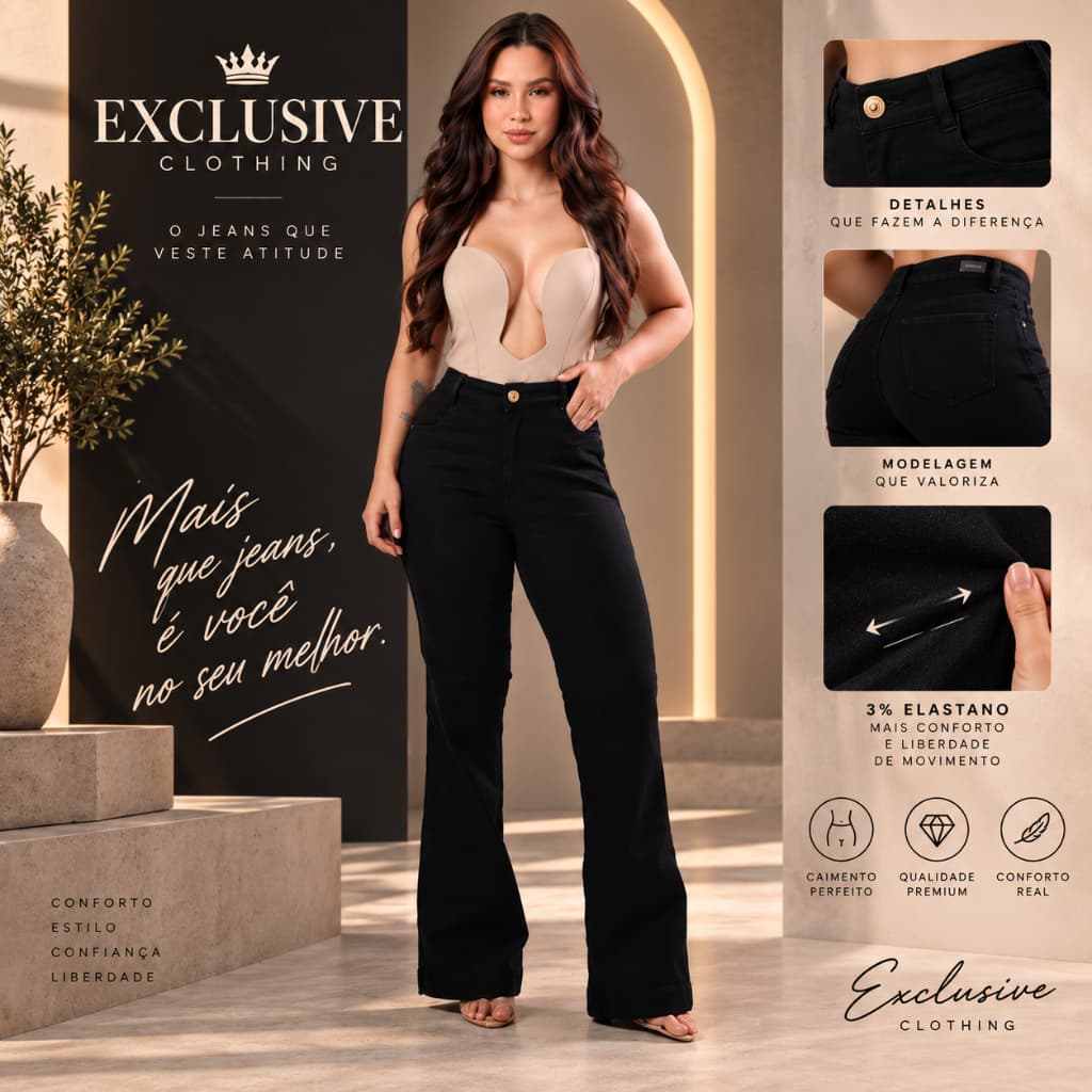 Calça Boca de Sino Feminina Boot Cut Premium Jeans