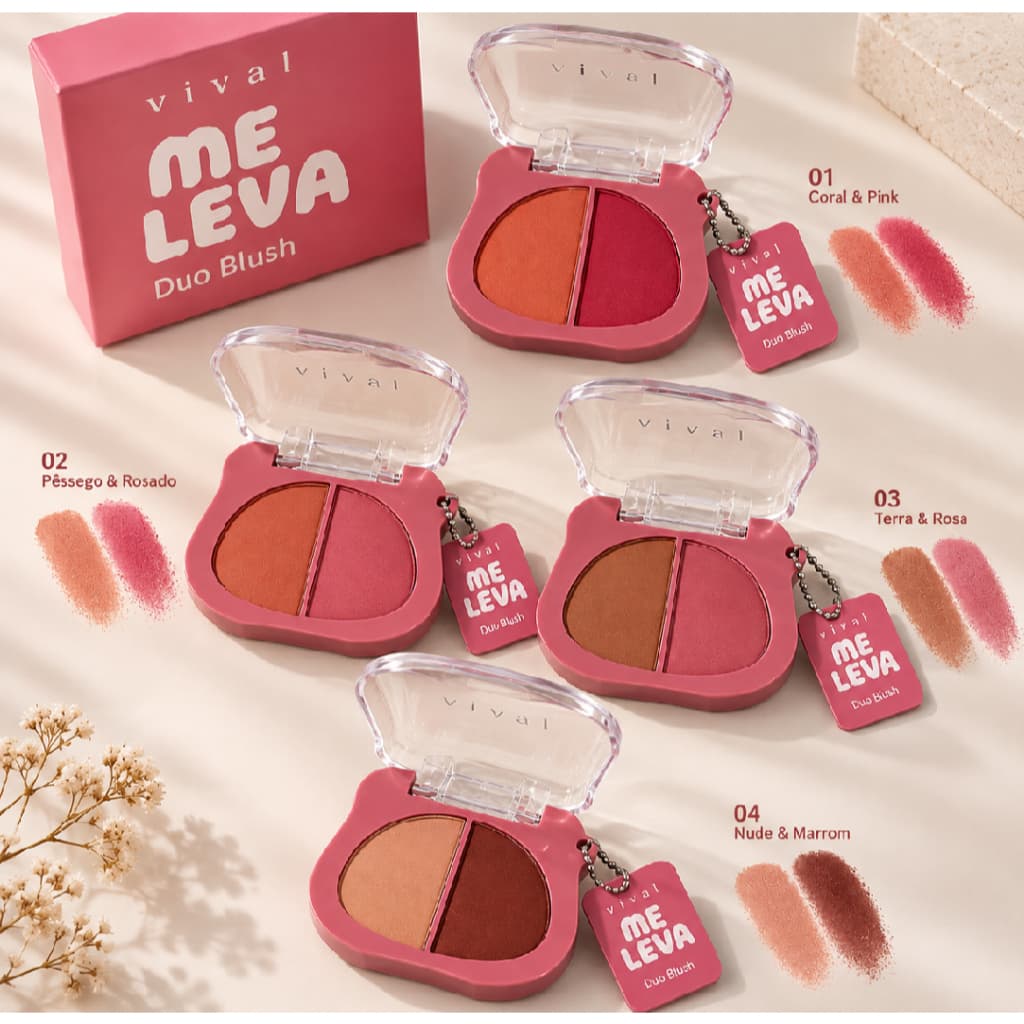 Blush Compacto Duo Efeito Corada Pó Chaveiro Ursinho Vivai