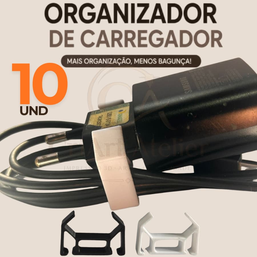 KIT 10 Suportes Organizador De Carregador De Celular Porta Cabo Para Tomada Mesa Escritório Quarto Home Office Revenda