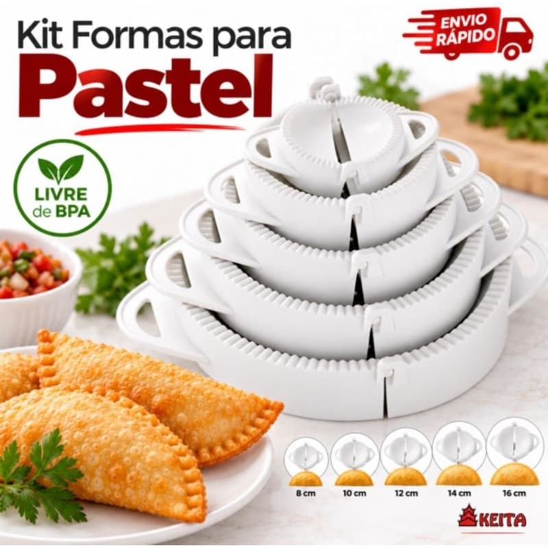 Kit 5 Formas Molde Pastel Salgados Risole  Fogazzas Massas KEITA