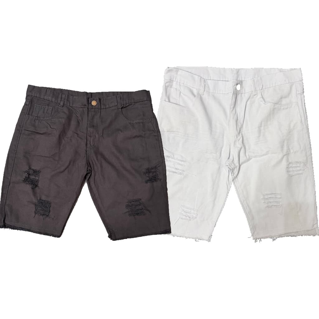 Kit 2 Bermudas Jeans Masculinas Rasgadas Destroyed Estilo Jogador