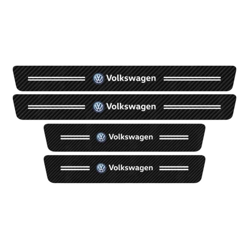 Kit Adesivo Soleira Porta Carro Volkswagen Fibra De Carbono