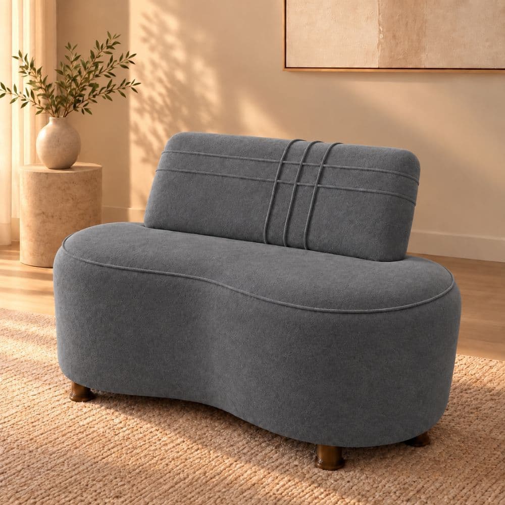 Sofá Jung Orgânico 1 Metro para Sala de Estar com Curvas Suaves e Design Contemporâneo Suede Cinza