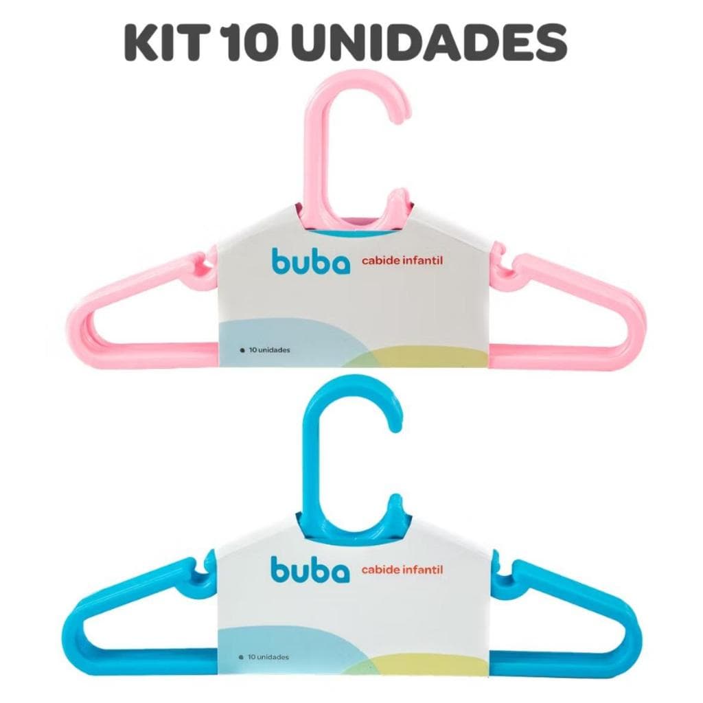Kit com 10 Cabides Infantis Premium Buba – Cabides para Roupas de Bebê e Criança