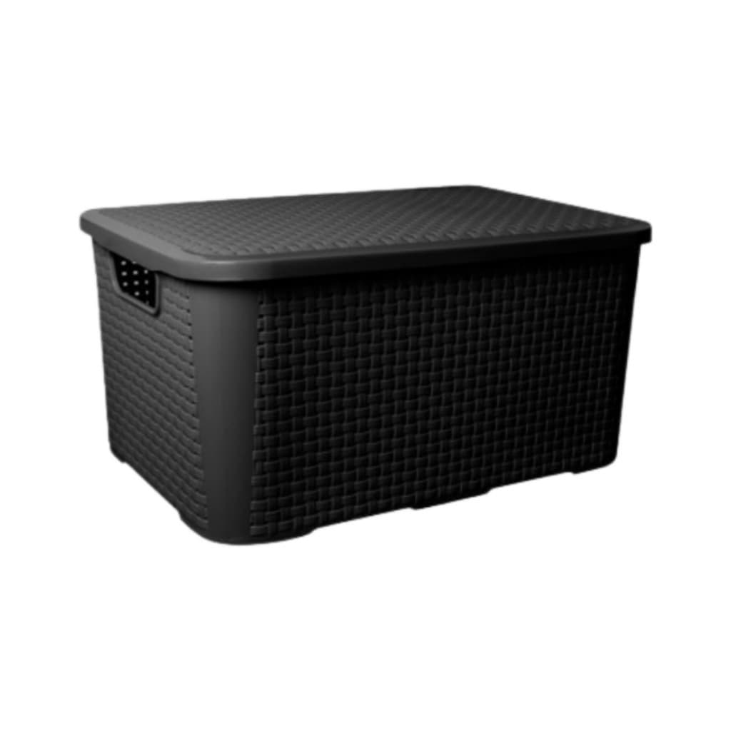 Caixa Organizadora Grande Rattan Com Tampa 18 Litros