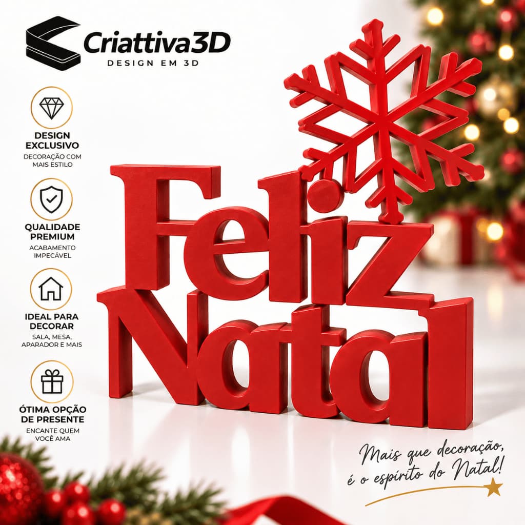 Letreiro Feliz Natal Decorativo Enfeite Natalino Floco de Neve Mesa Aparador Rack Decoração de Natal Centro de Mesa