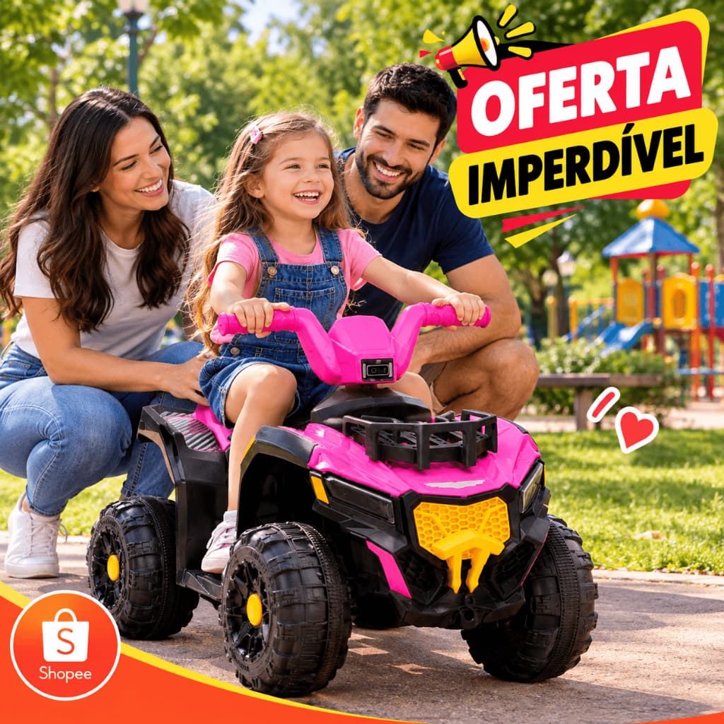 Quadriciclo Infantil Eletrico Rosa Brinquedo Passeio Seguro Divertido