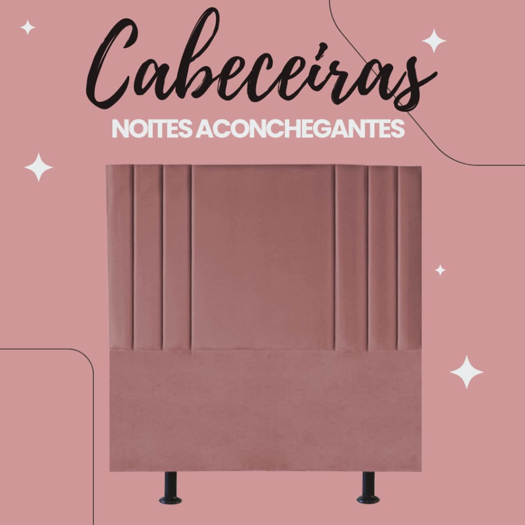 Cabeceira estofada para Cama Box Solteiro com pes 90cm Grecia Suede rose a pronta entrega