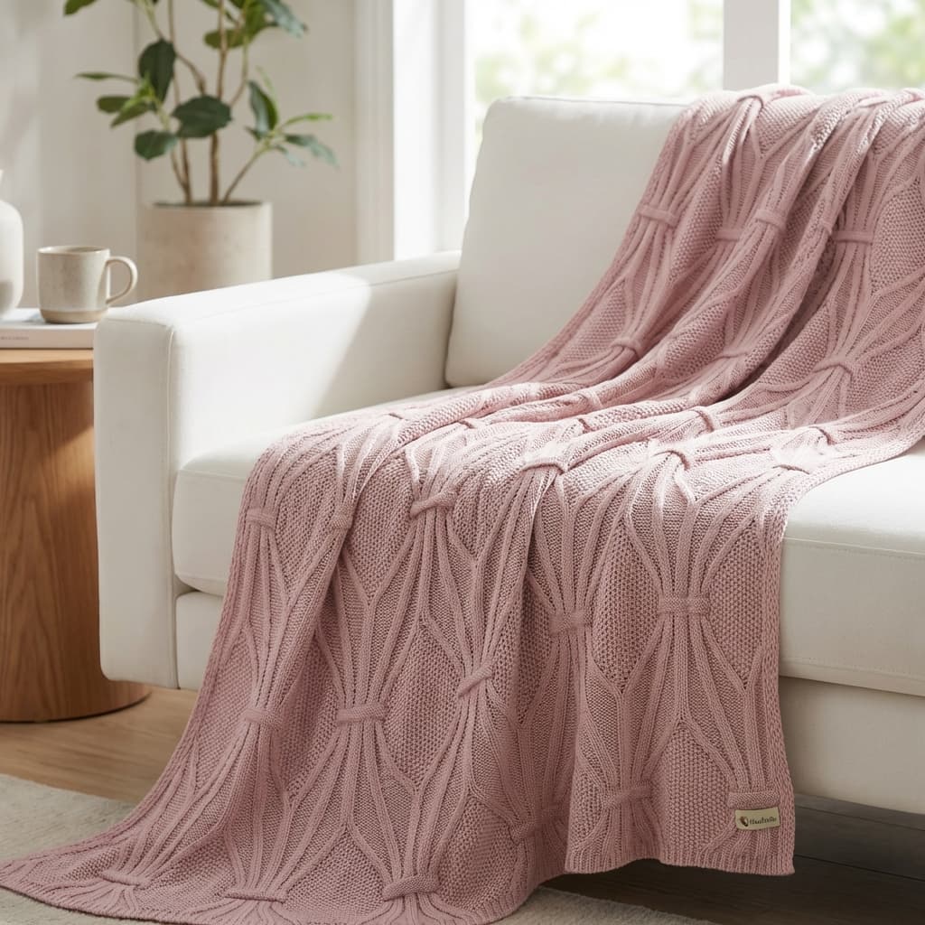 Manta de Tricô Para Sofá Poltrona Cobertor Cama 150x90cm Usufruto Decoração Sala B05