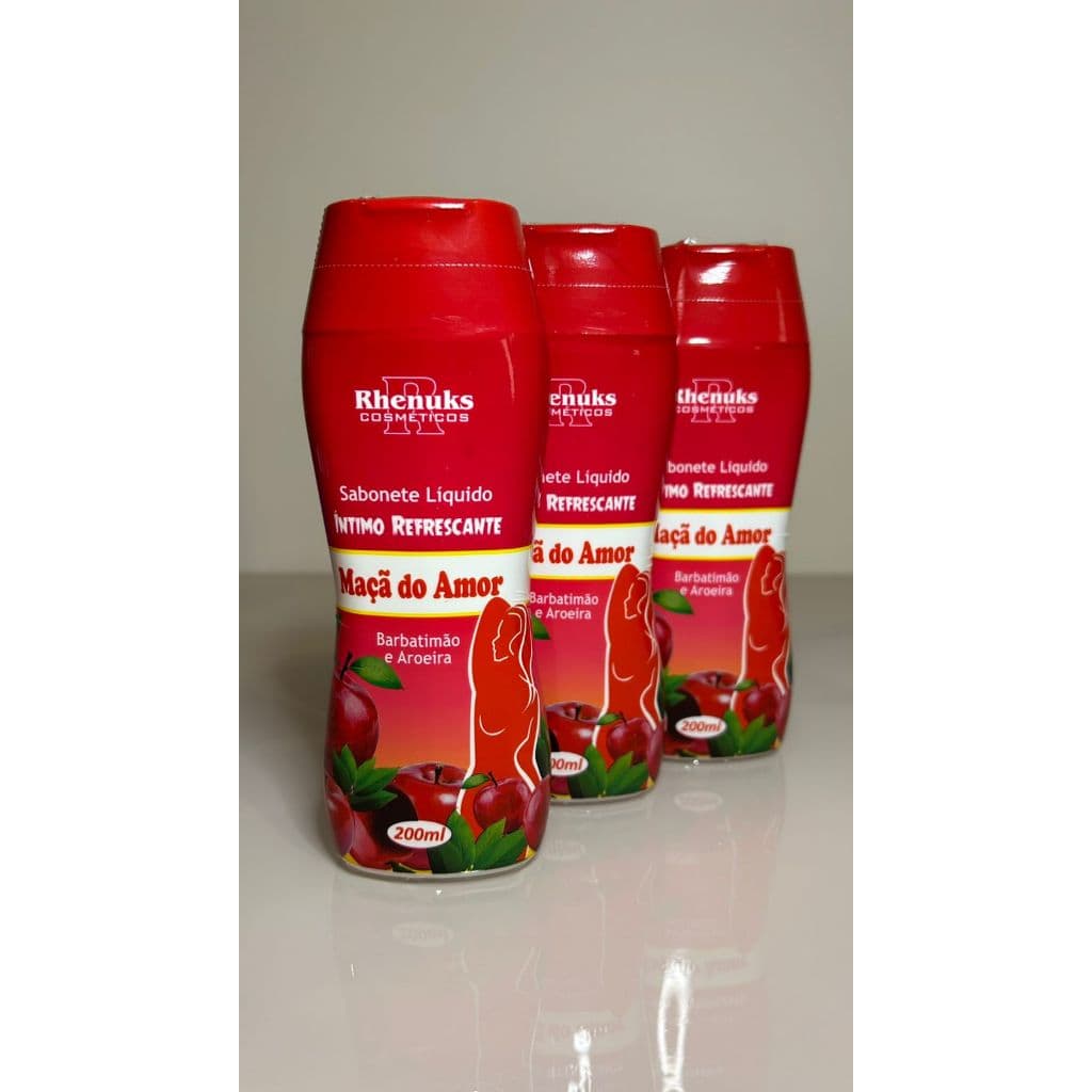 Sabonete Íntimo Rhenuks Maçã do Amor 200ml Kit 2 ou 3 Unidades Refrescante