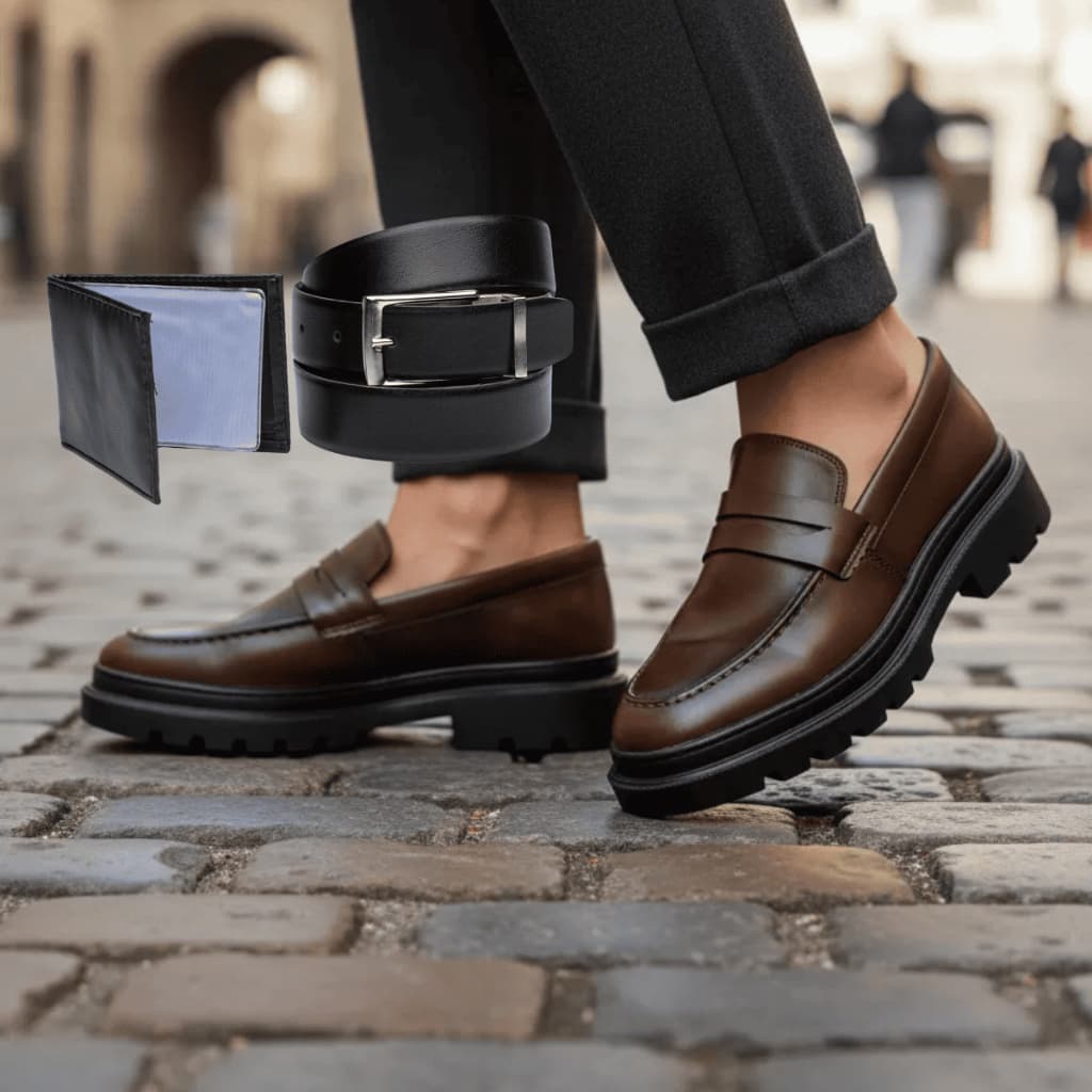 Sapato Social Masculino Oxford Piettro Casual Confort Festa Trabalho Casamento + Carteira e Cinto