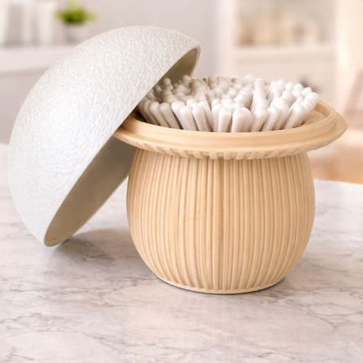 Suporte para Cotonetes em Formato de Cogumelo Porta Cotonete para Banheiro Moderno e Decorativo