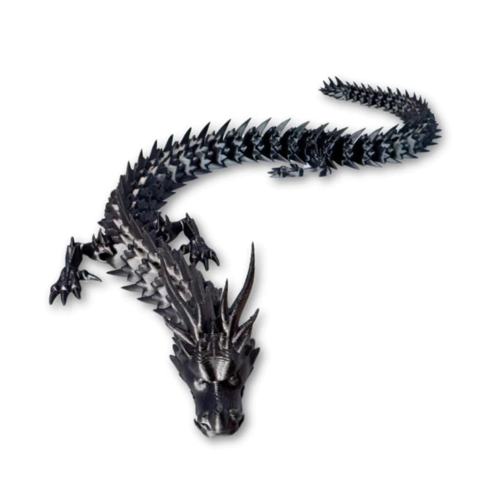 Dragão Articulado Flexivel - Brinquedo- Tam: 31,5 cm | Cores Lindas  - Branco - Preto - Azul Tricolor