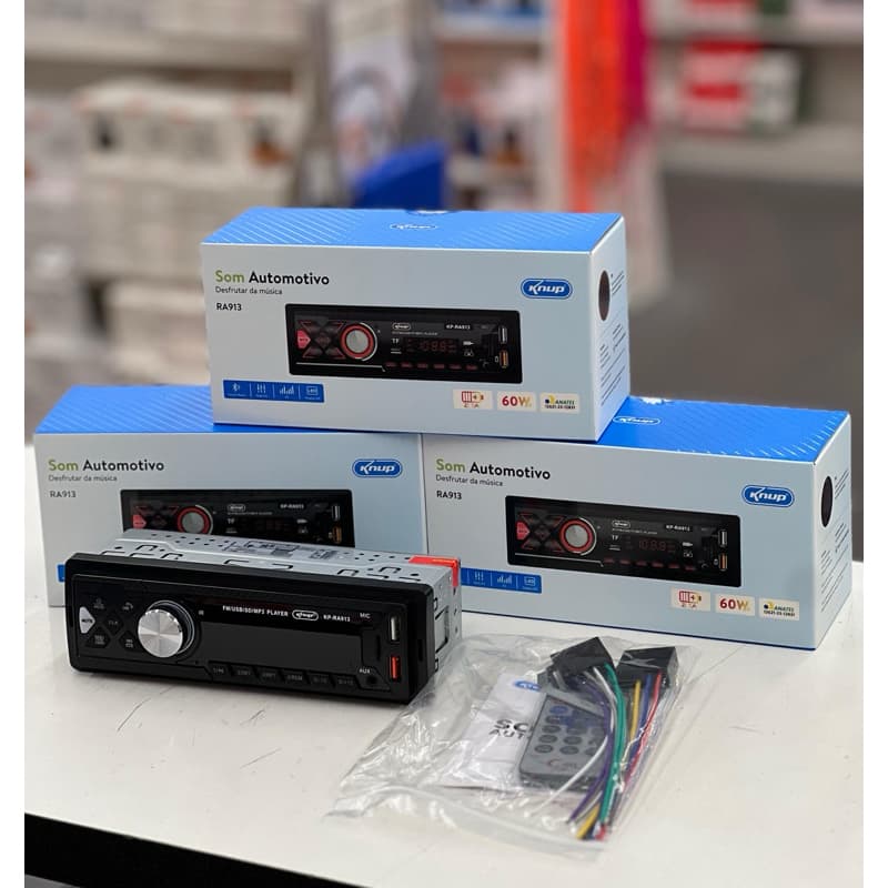 Auto Rádio Som Automotivo Bluetooth Mp3 Rádio Fm Usb Sd Aux
