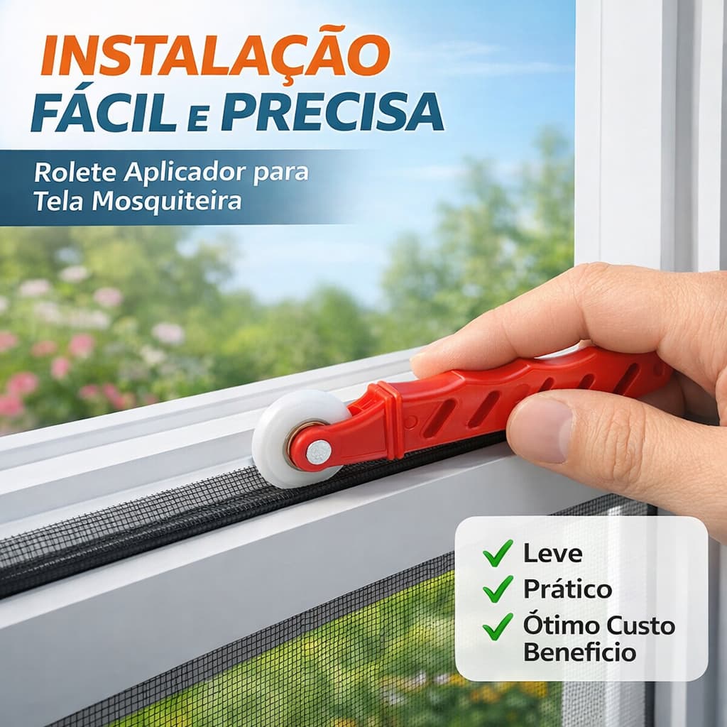 Rolete Aplicador Tela Rede Mosquiteira Roldana de Nylon P/ Tela de Alumínio 150MM X 35MM