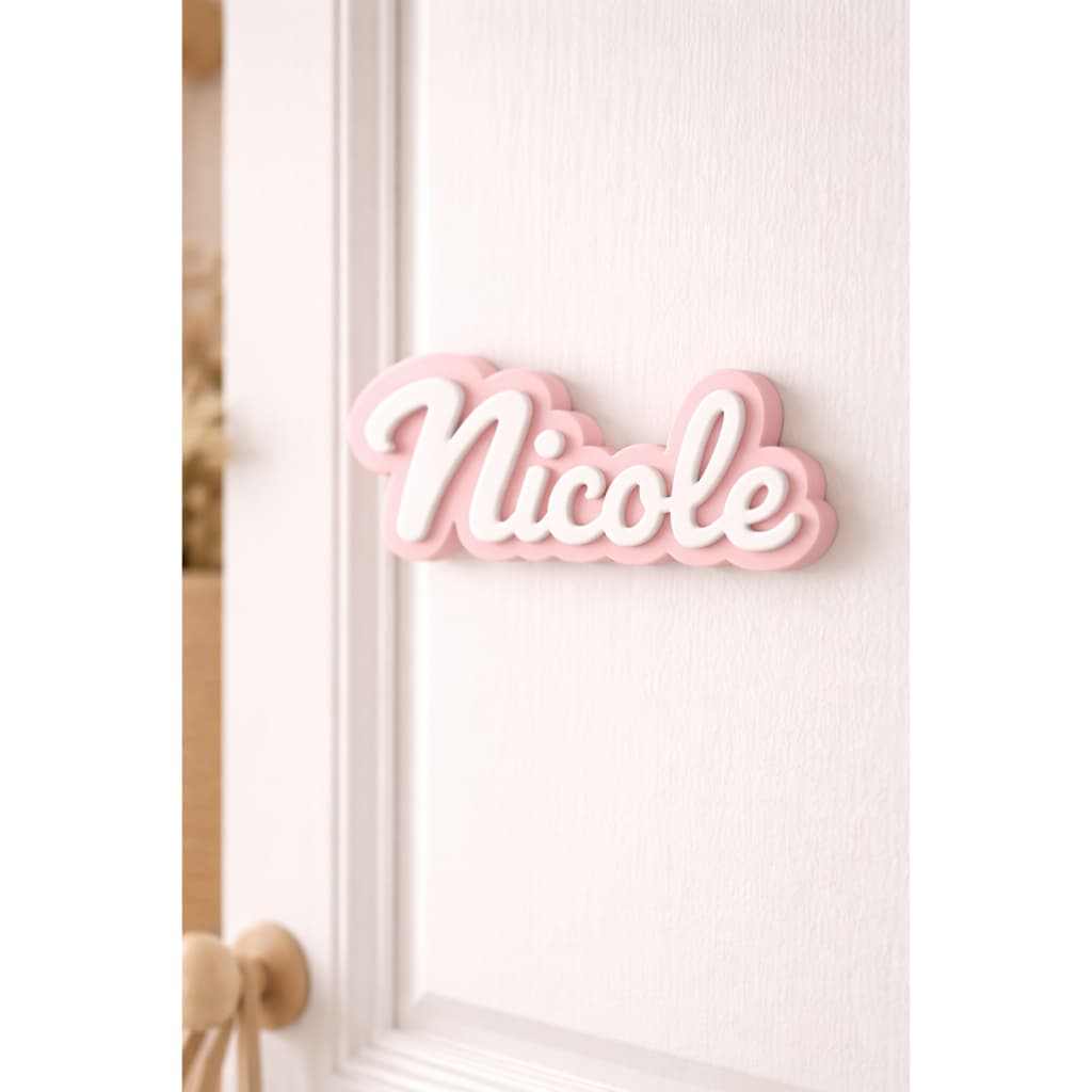 Placa Nome Personalizado Infantil 3D – Decoração para Porta e Parede de Quarto