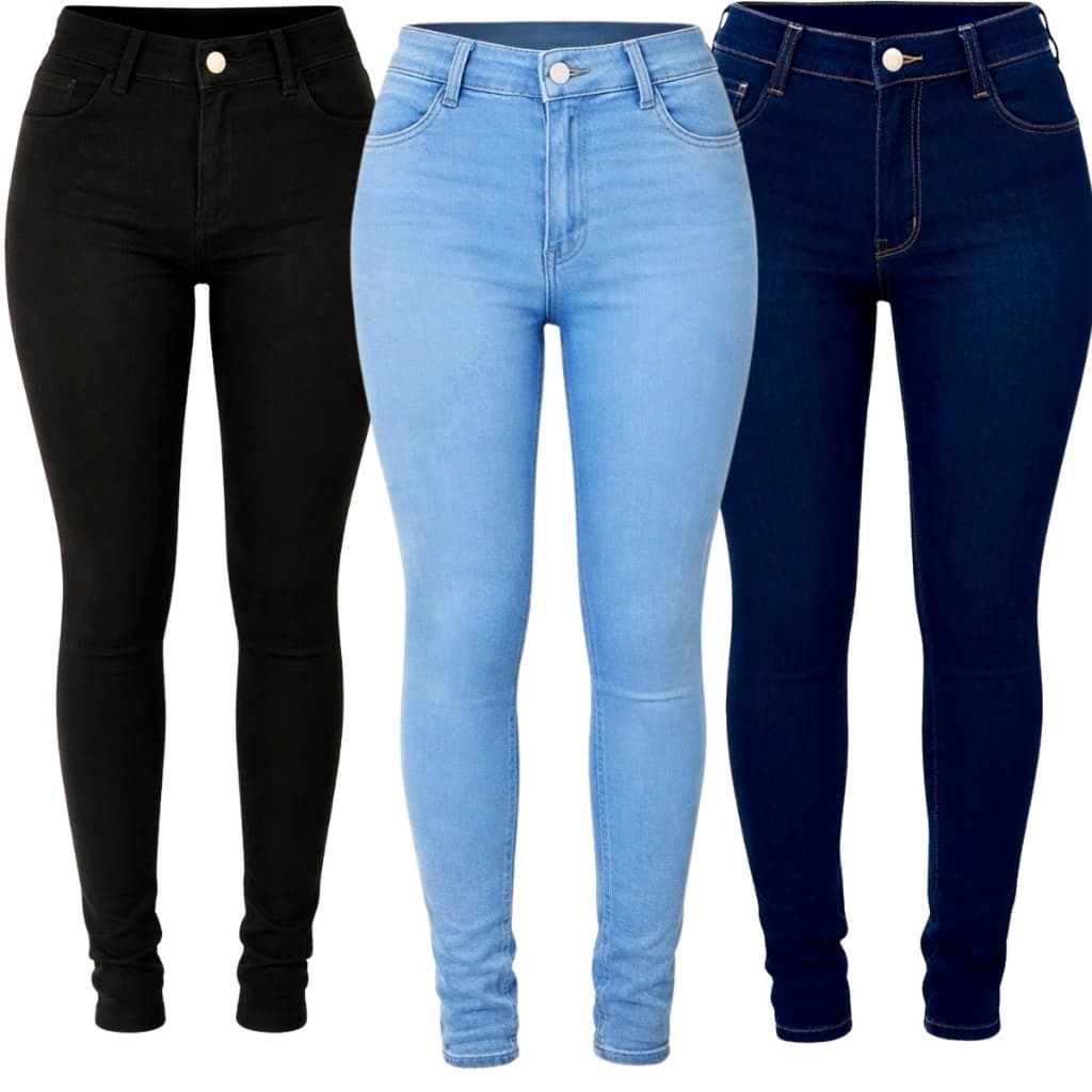 Calça Jeans Skinny Feminina Premium Cintura Alta Lycra Modela Bumbum Casual Trabalho Escola Dia Dia