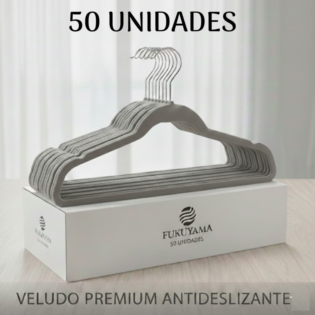KIT 50 CABIDES AVELUDADO CINZA ADULTO FUKUYAMA Antideslizante Slim Com Gancho Giratório 360°