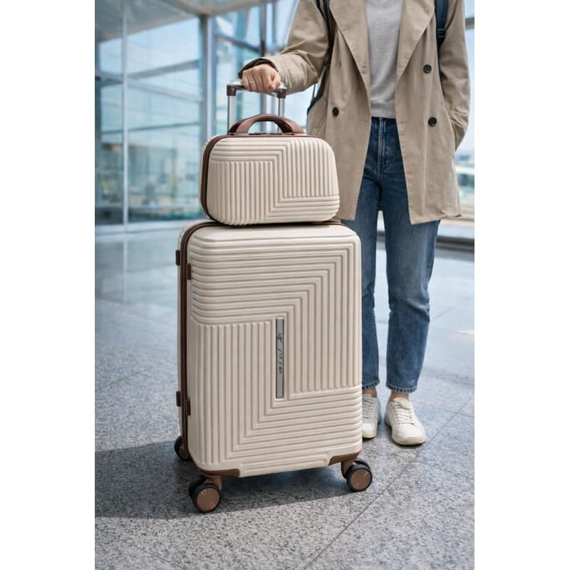 Kit Mala de Bordo 10kg com Frasqueira Removível 20” | Zíper Expansível, Rodas 360° e Design Resistente para Viagens PROM