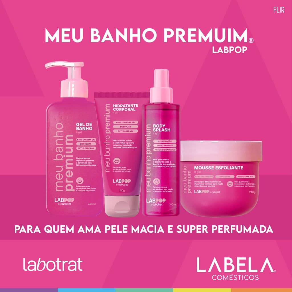 Kit Labotrat It Girl Meu Banho Premium: Gel de Banho 240ml + Mousse Esfoliante 240g + Hidratante 150g + Body Splash 190