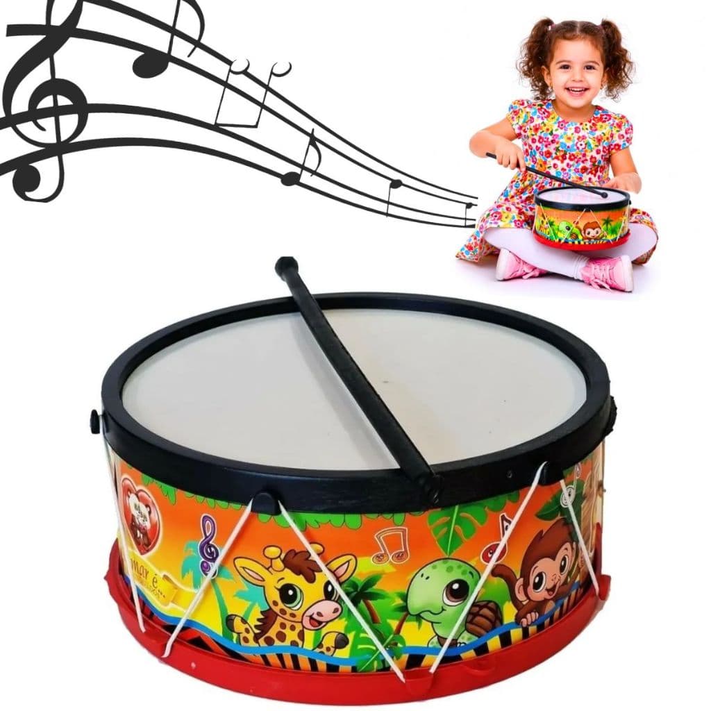 Tambor Infantil Brinquedo Tamborzinho Musical C/ Baqueta