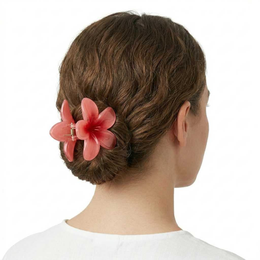 Presilha Piranha de Cabelo Flor Havaiana Prendedor Feminina Acessório Tropical