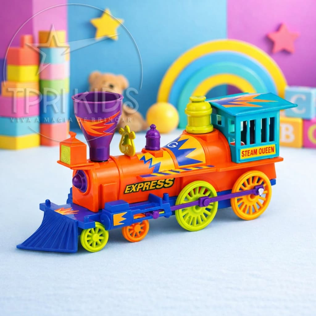 Trem Brinquedo Trenzinho Infantil Maria Fumaça Locomotiva Expresso Colorido Educativo Menino Menina