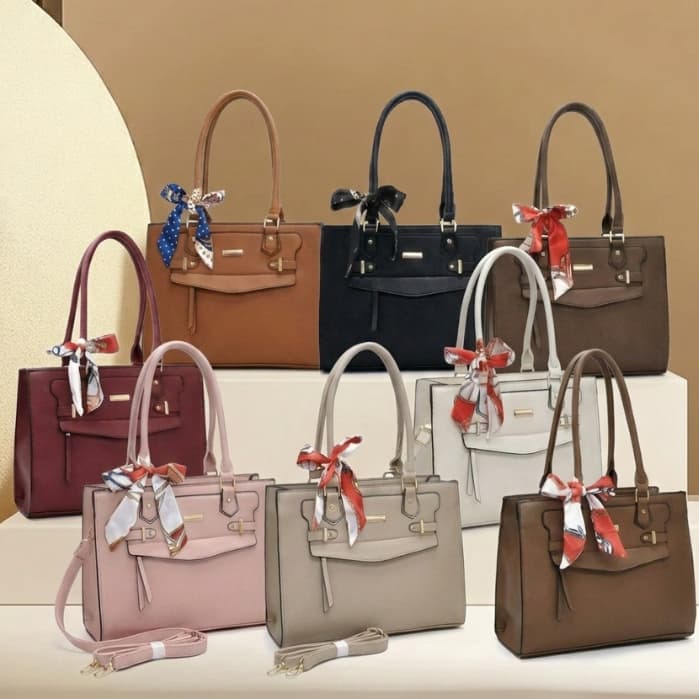 Bolsa feminina com Alça Transversal e de ombro Tote Grande ideal para Uso diária com Lenço C-32