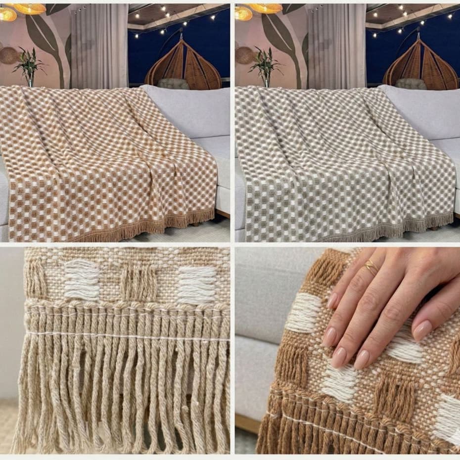 Manta Para Sofá Retrátil Gigante 2,40x2,10 Waffle Xadrez Algodão