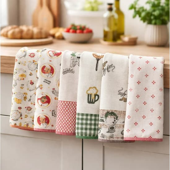 Kit 12 + 1 Pano de Prato de Brinde  Dúzia + Extra – 100% Algodão 75g – 75x42 cm – Secagem Rápida Viés Super Absorventes