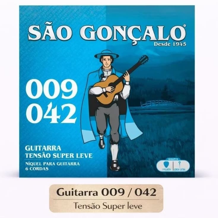 Encordoamento Guitarra 009 Tensão Super Leve Cordas 009 042 São Gonçalo
