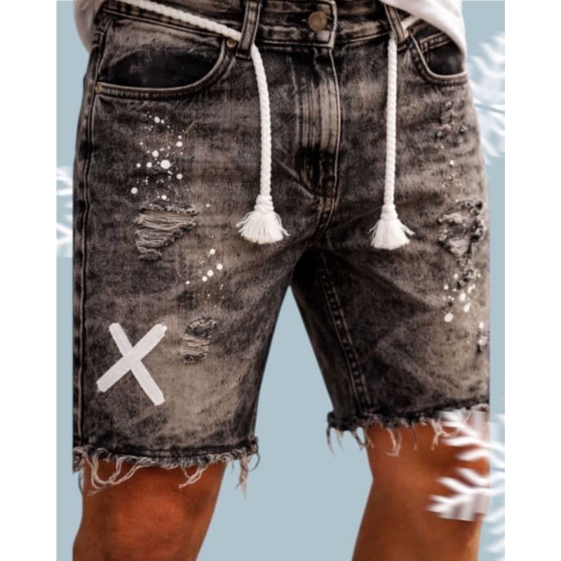BERMUDA JEANS MASCULINA ESTILO JOGADOR PREMIUM ORIGINAL TRADICIONAL CURTA LUXO E EXCLUSIVIDADE COM DETALHES DE DESTROÇO
