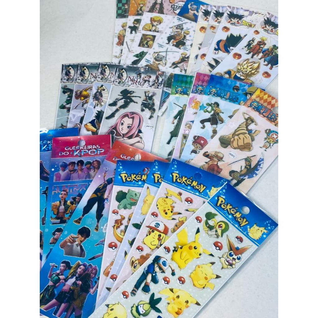 kit 24 cartelas/Sticker - Tema Animes