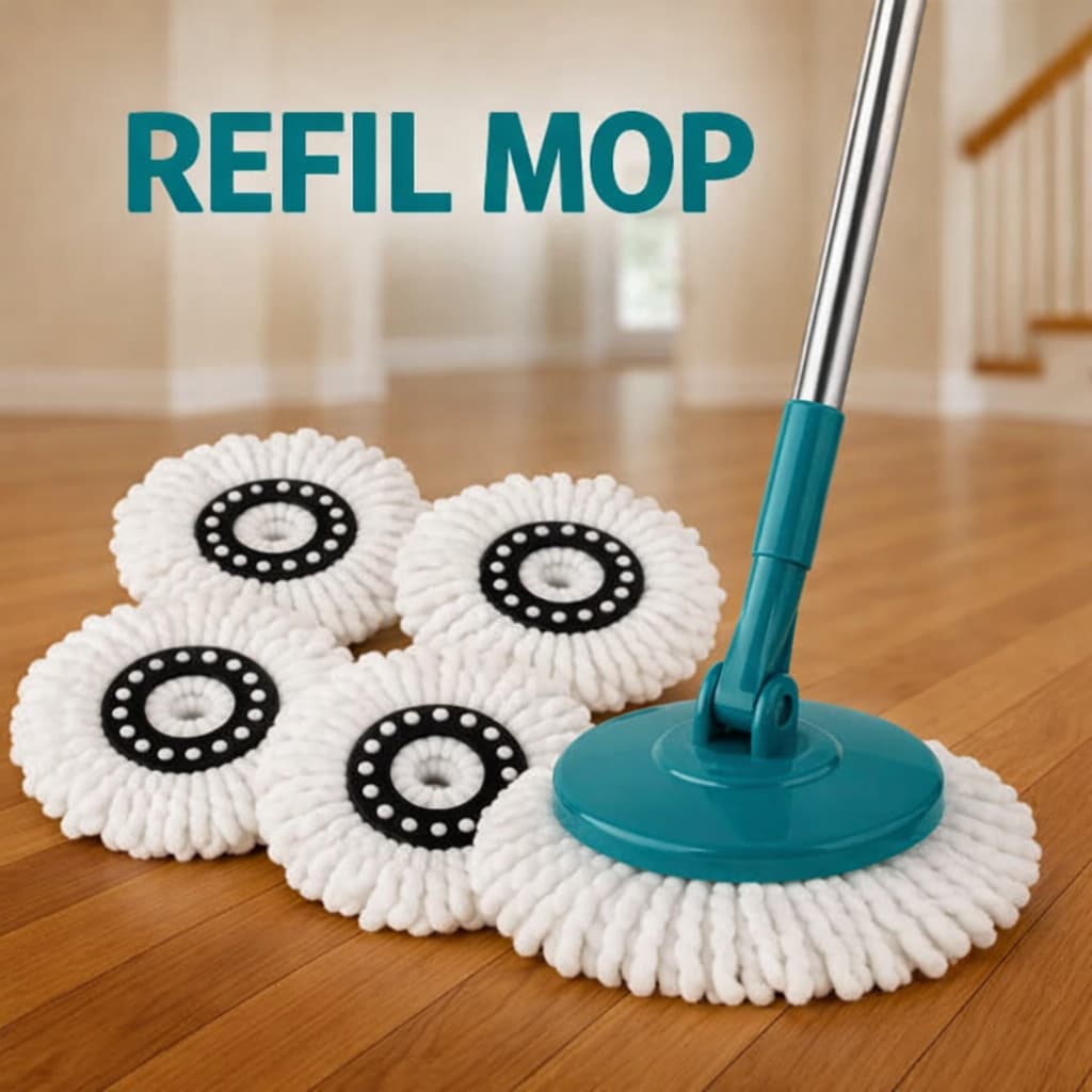 Refil Mop Giratório 8 ou 13 Litros Esfregão Microfibra Alta Absorção Limpeza Fácil Reposição
