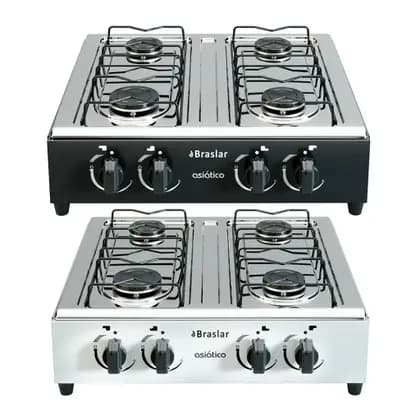Fogão de Mesa 4 Bocas Braslar Asiático Bf A Gas Branco Alta Performance