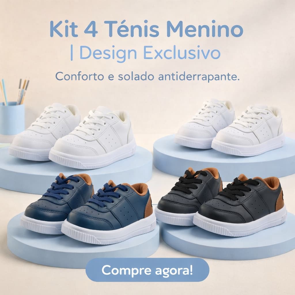 Kit 4 Tênis Menino | Design Exclusivo,Conforto e Solado Antiderrapante Do 20 ao 27 | COMPRE AGORA!