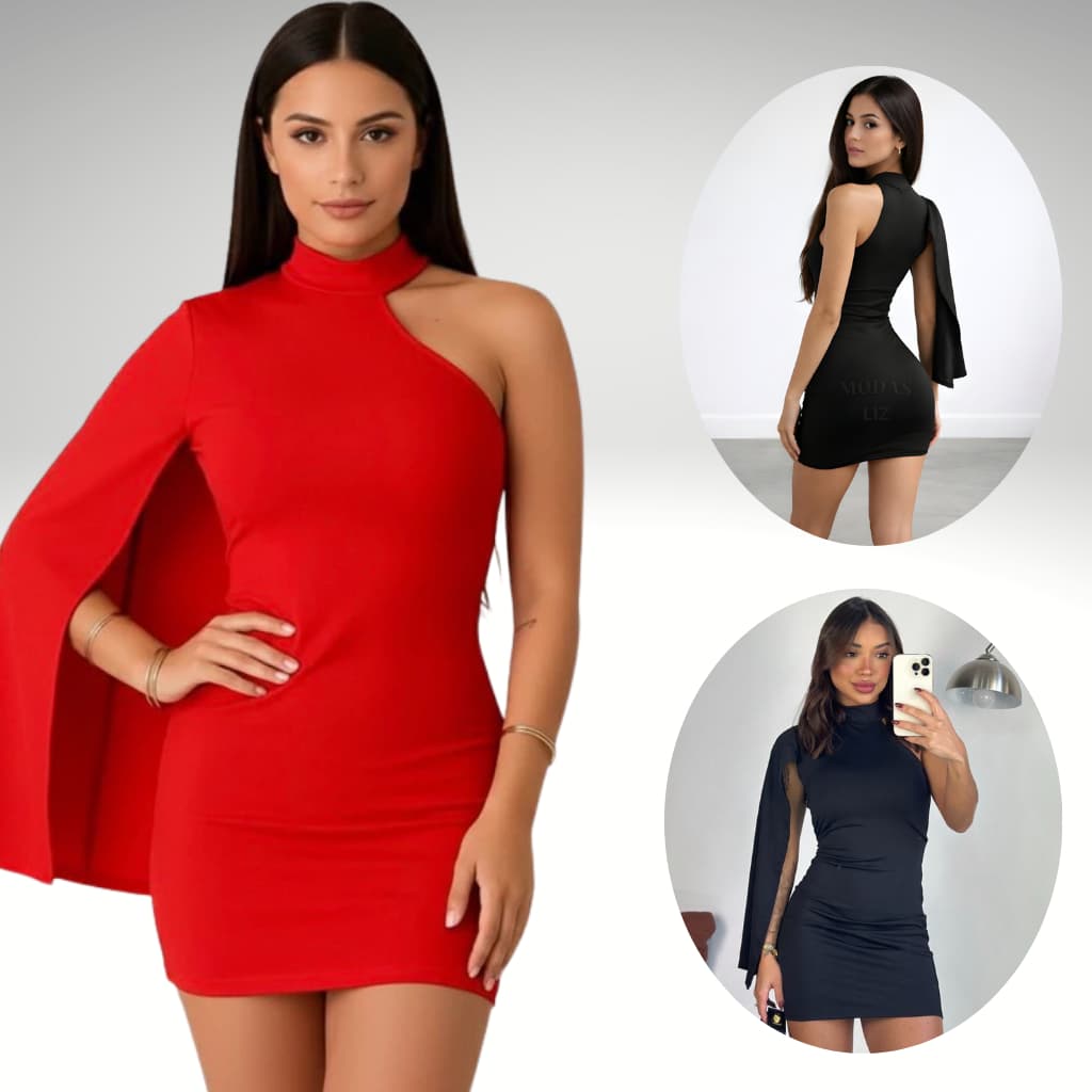Vestido Suplex Premium Curto Tubinho Feminino Manga Aberta Nula Fake Moda Verão Paty Gringa Colado