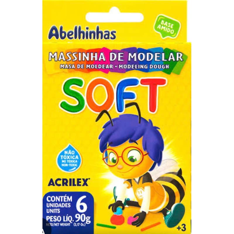 kit com 2 caixas massinha soft 6 unidades