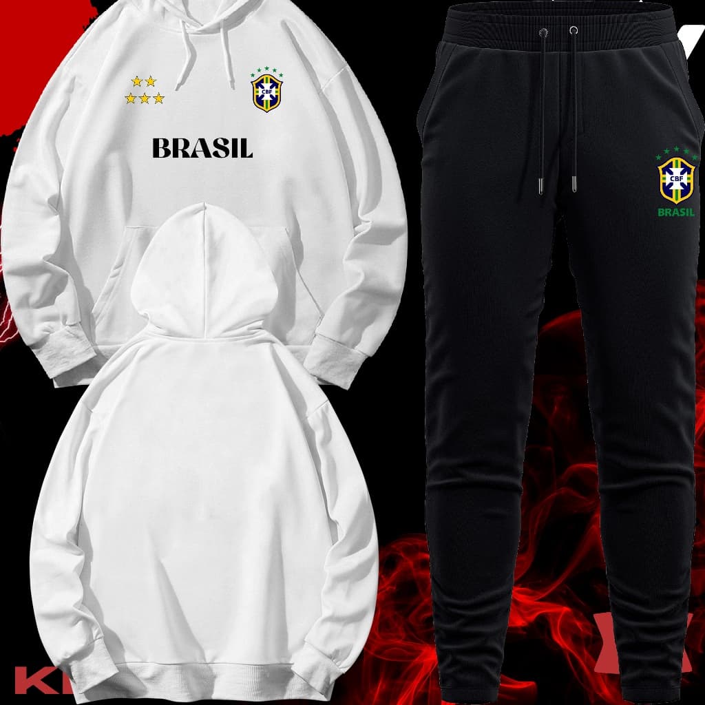 Conjunto Moletom Unissex Adulto Blusa de Frio Canguru e Calça Personalizada Estampa