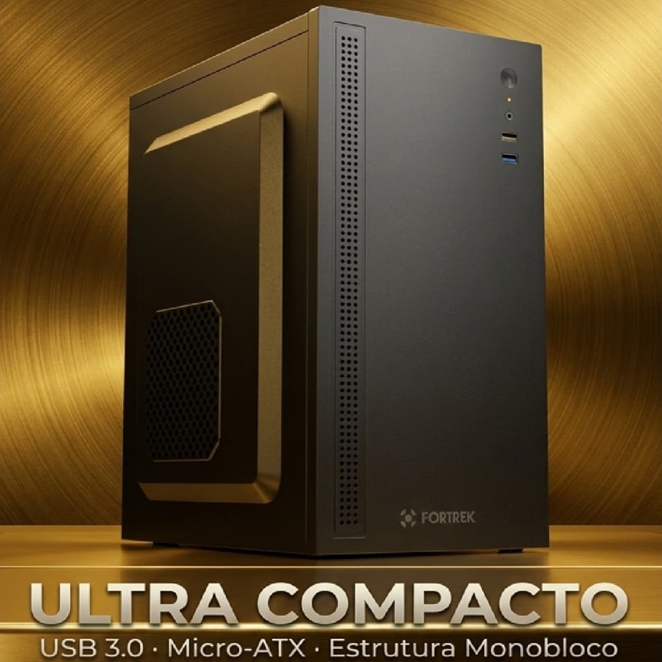 Gabinete Office Fortrek GO12 Ultra Compacto USB 3.0 Micro ATX Mini ITX Escritório Preto Profissional