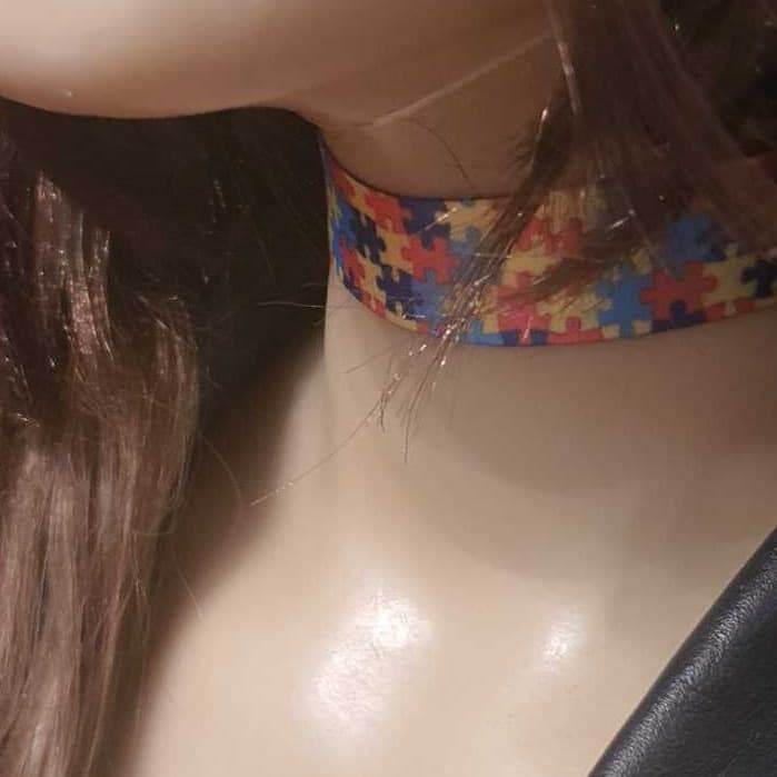 Colar choker tea autismo quebra cabeças conscientização