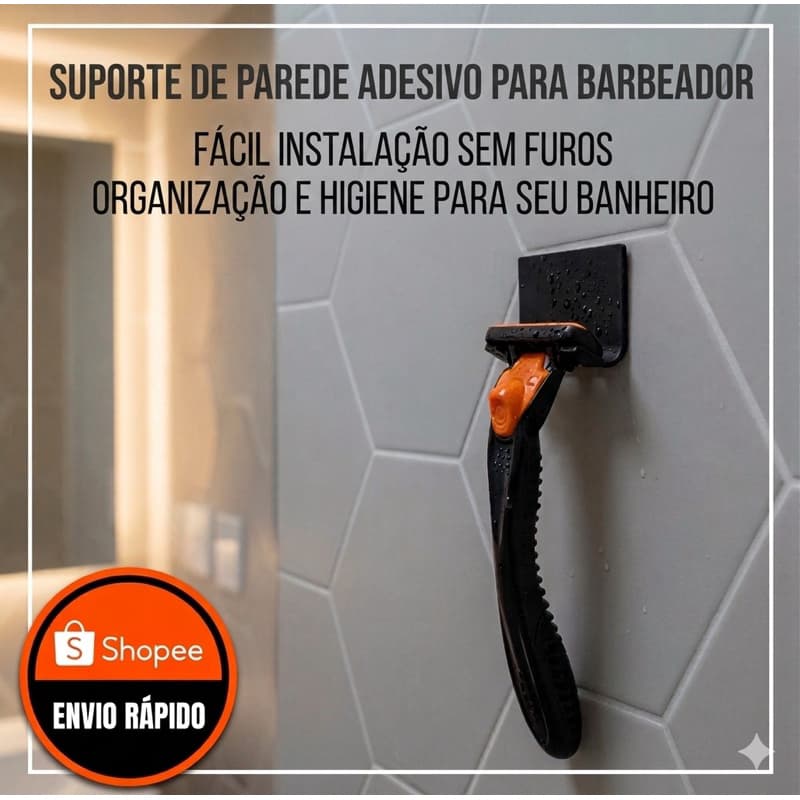Suporte Gillette Masculino Feminino Moderno Parede Banheiro Plastico Adesivo Organizador