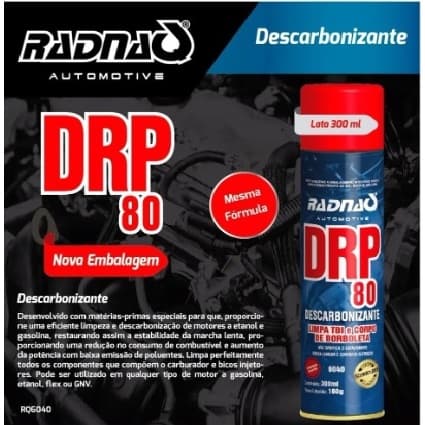 DESCARBONIZANTE DRP80 RADNAQ LIMPA BICOS CARBURADORES 300ml LIMPA TBI
